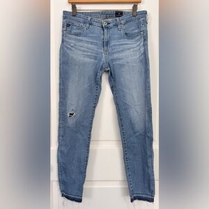 AG/Anthropologie Stevie Ankle skinny jeans in a distressed wash size 30R